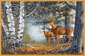 Шерстяной пейзажный ковер с изображением оленя Hunnu Олени 6S1032-028