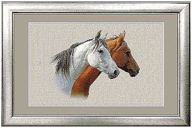 Шерстяной пейзажный ковер из Монголии Hunnu 6S1186 82 лошади головы