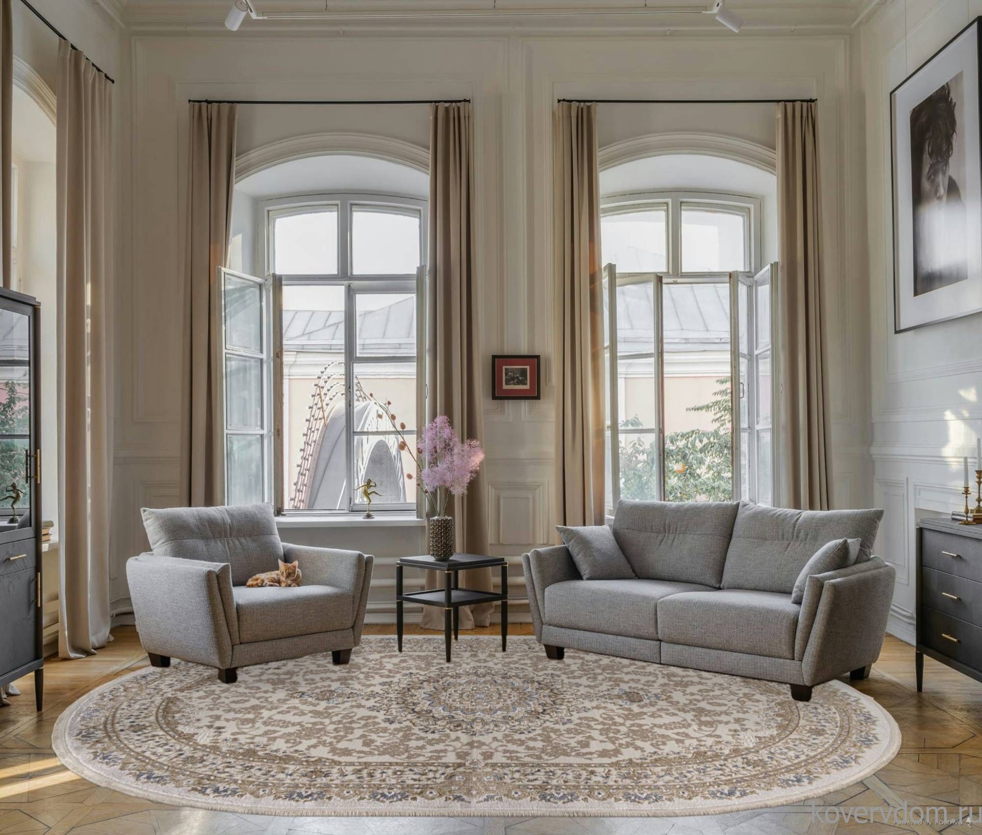 Ковер ESSA 27239A CREAM / BLUE Овал Ковер ESSA 27239A CREAM / BLUE Овал